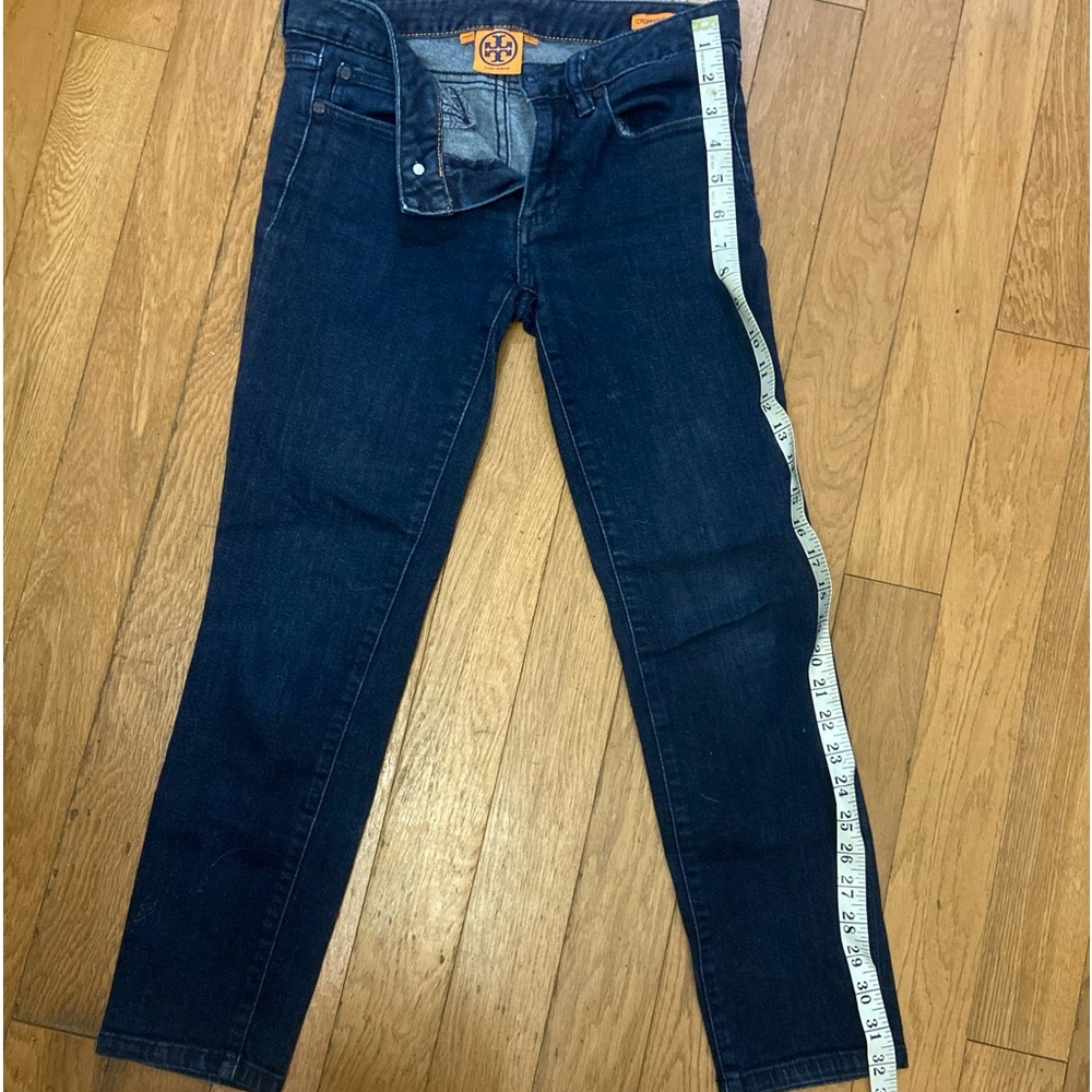Tory Burch Cropped Skinny Jeans in Medium Wash Slim Five Pocket Cotton Size 25